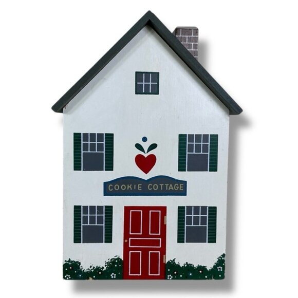 Vintage Cookie Cottage Canister Hand Painted Wood Container Dutch Farmhouse - Picture 16 of 16